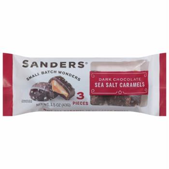 Sanders Sea Salt Caramels, Dark Chocolate, 1.5 oz, 20 Bags/Box