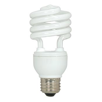 Satco T2 Spiral CFL Bulb, 18W, 3/Pack, 12 Packs/Carton