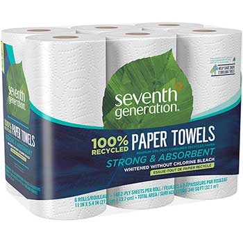 Seventh Generation&#174; 100% Recycled Paper Towel Rolls, 140 Sheets/Roll, White, 6/Pack