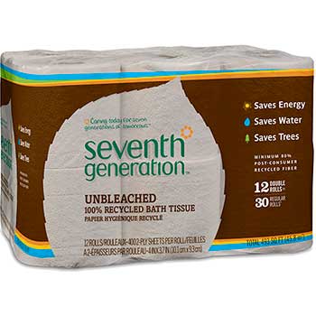 Seventh Generation Natural Unbleached 100% Recycled Bath Tissue, 2-Ply, 400 Sheet/Mega Roll, 48/CT