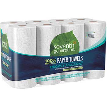 Seventh Generation&#174; 100% Recycled Paper Towel Rolls, 2-Ply, White, 156 Sheets/Roll, 8 Rolls/Pack