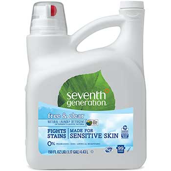 Seventh Generation Natural 2X Liquid Laundry Detergent, 150 oz. Bottle, Free &amp; Clear Scent
