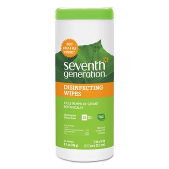 Seventh Generation Botanical Disinfecting Wipes, Lemongrass Citrus, 1-Ply, White, 7 x 8, 35 Wipes