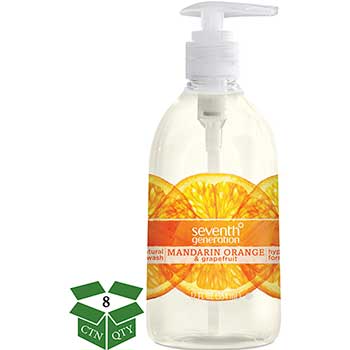 Seventh Generation Natural Purifying Hand Wash, Mandarin Orange &amp; Grapefruit, 12 oz Pump, 6/Carton
