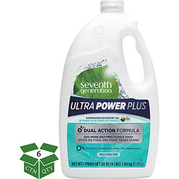 Seventh Generation Natural Auto Dishwasher Gel, Ultra Power Plus, Fresh Scent, 65 oz Bottle, 6/CT