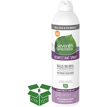 Seventh Generation Disinfectant Aerosol Sprays, Lavender Vanilla/Thyme, 13.9 oz. Spray Bottle, 8/CT