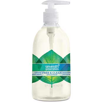 Seventh Generation Natural Hand Wash, Free &amp; Clean, Unscented, 12 oz. Pump Bottle