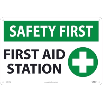 NMC Sign, First Aid Station, 12&quot;X18&quot;, .040&quot; Thick, Aluminum