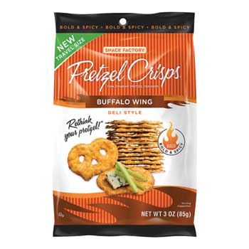 Snack Factory Pretzel Crisps&#174; Buffalo Wing, 3 oz. Bag, 8/CS