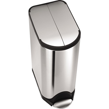 simplehuman Butterfly Step Waste Receptacle, 8 gal, Brushed Stainless Steel