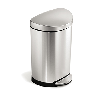 simplehuman&#174; Semi-round step can, 2 2/3 gallons, Stainless Steel