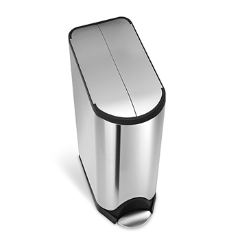 simplehuman Butterfly Step Waste Receptacle, 11 9/10 gal, Brushed Stainless Steel