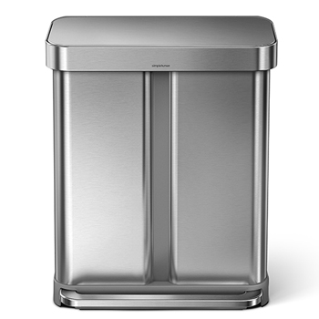 simplehuman Dual-compartment step can, 15 3/10 gallons, Stainless Steel