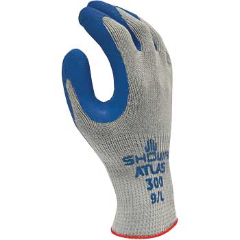 SHOWA 300 Atlas General Purpose Glove, Gray/Blue, Natural Rubber, Small, 12/PK