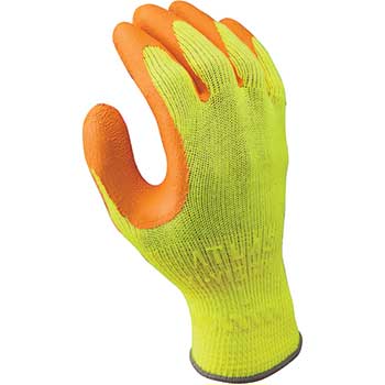 SHOWA 317 General Purpose Glove, Hi Vis, Natural Rubber, Large, 12/PK