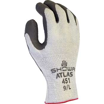 SHOWA 451 Atlas General Purpose Glove, White, Natural Rubber, Large, 12/PK