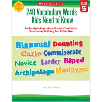Scholastic 240 Vocabulary Words Kids Need to Know, Grade 5