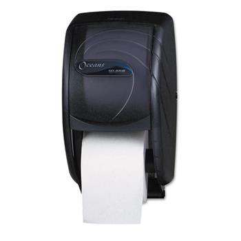 San Jamar Duett Toilet Tissue Dispenser, Oceans, 7 1/2 x 7 x 12 3/4, Black Pearl
