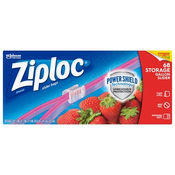 Ziploc Gallon Storage Slider Bags, Clear, 68/Box, 9 Boxes/Carton