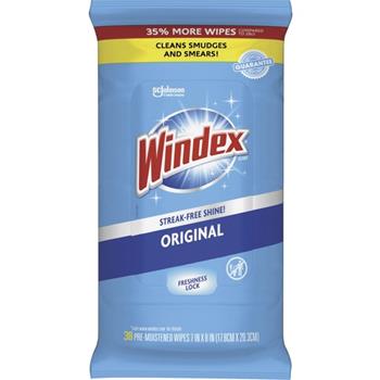 Windex Glass &amp; Surface Wipes, 38 Wipes Per Pack, 12 Packs/Carton