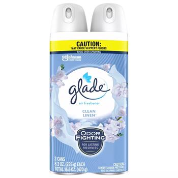Glade Air Freshener, Clean Linen, 16.6 oz. Aerosol, 2/Pack