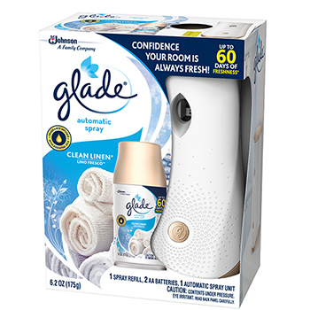 Glade&#174; Automatic Air Freshener Starter Kit, 3.688&quot; x 3.625&quot; x 8.063&quot;, Sandy, 4/Carton