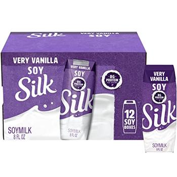 Silk Soy Milk Single Boxes, Very Vanilla, 8 oz, 12 Boxes/Case