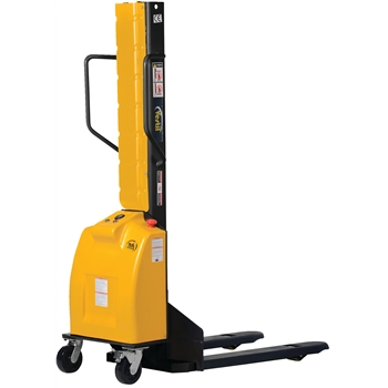 Vestil Narrow Mast Stackers with Powered Lift, 1000 lb. Capacity, 3 1/4&quot; to 63&quot; Height Range