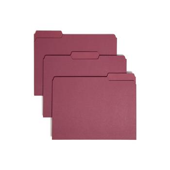 Smead Interior File Folders, 1/3 Cut Top Tab, Letter, Maroon, 100/Box