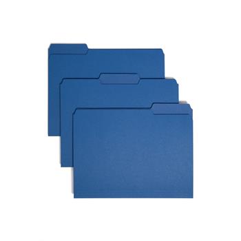 Smead Interior File Folders, 1/3 Cut Top Tab, Letter, Navy, 100/Box