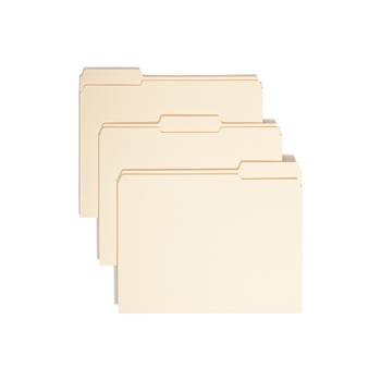 Smead File Folders, 1/3 Cut Assorted, Reinforced Top Tab, Letter, Manila, 100/Box