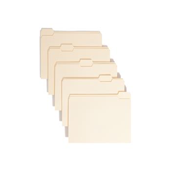 Smead File Folders, 1/5 Cut, One-Ply Top Tab, Letter, Manila, 100/Box