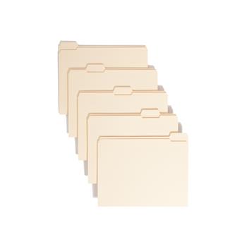 Smead File Folders, 1/5 Cut, Reinforced Top Tab, Letter, Manila, 100/Box