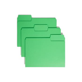 Smead SuperTab Colored File Folders, 1/3 Cut, Letter, Green, 100/Box