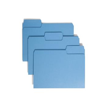 Smead SuperTab Colored File Folders, 1/3 Cut, Letter, Blue, 100/Box