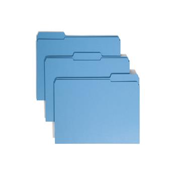 Smead File Folders, 1/3 Cut, Reinforced Top Tab, Letter, Blue, 100/Box