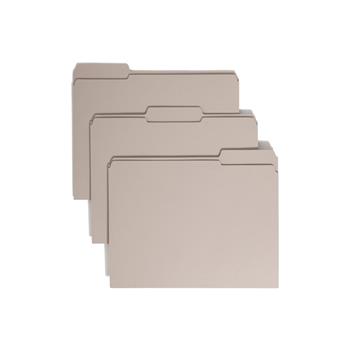 Smead File Folders, 1/3 Cut, Reinforced Top Tab, Letter, Gray, 100/Box