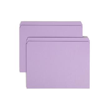 Smead File Folders, Straight Cut, Reinforced Top Tab, Letter, Lavender, 100/Box