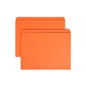 Smead File Folders, Straight Cut, Reinforced Top Tab, Letter, Orange, 100/Box