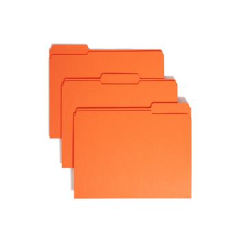 Smead File Folders, 1/3 Cut, Reinforced Top Tab, Letter, Orange, 100/Box
