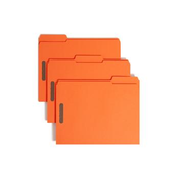 Smead Folders, Two Fasteners, 1/3 Cut Assorted Top Tabs, Letter, Orange, 50/Box