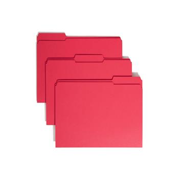 Smead File Folders, 1/3 Cut, Reinforced Top Tab, Letter, Red, 100/Box