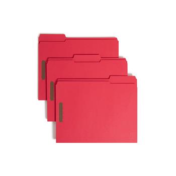 Smead Folders, Two Fasteners, 1/3 Cut Assorted, Top Tab, Letter, Red, 50/Box