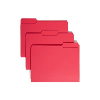 Smead File Folders, 1/3 Cut Top Tab, Letter, Red, 100/Box