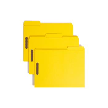 Smead Folders, Two Fasteners, 1/3 Cut Assorted Top Tab, Letter, Yellow, 50/Box