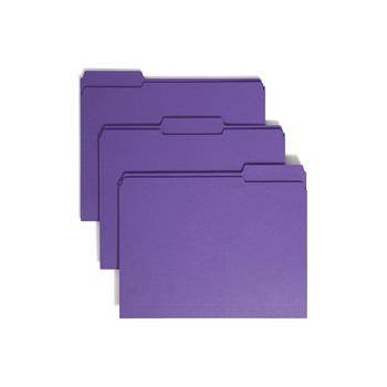 Smead File Folders, 1/3 Cut, Reinforced Top Tab, Letter, Purple, 100/Box