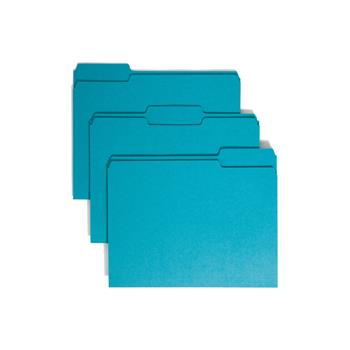 Smead File Folders, 1/3 Cut Top Tab, Letter, Teal, 100/Box