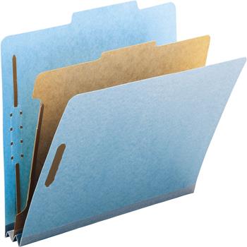 Smead 2/5 Tab Cut Letter Recycled Classification Folder, 1 Divider, 8 1/2 in x 11 in, Blue, 10/Box