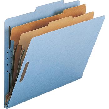 Smead 2/5 Tab Cut Letter Recycled Classification Folder, 2 Dividers, 8 1/2 in x 11 in, Blue, 10/Box
