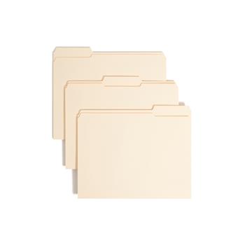 Smead Folders, One Fastener, 1/3 Cut Assorted, Top Tab, Letter, Manila, 50/Box